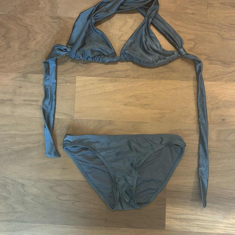 Blue Shiny Triangle Shaped Bikini